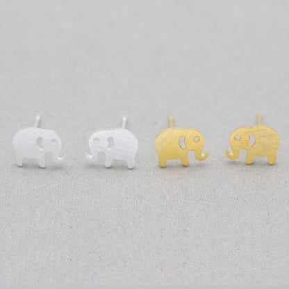 Cute Lucky Elephant Charm Stud Earrings Stainless