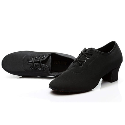 SUN LISA Women's Lady's Girl's Indoor Oxford Leather Sole Chunky Heel Sneaker Ballroom Modern Latin Dance Shoes 5cm Heel High