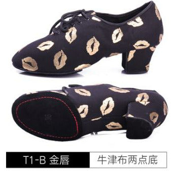 NEW Red lips Latin Dance Shoes Sneakers WOMEN SHOES Jazz Modern Shoe GIRL Non-slip Soft Sole  Heel 5 cmP BD T1-B Ballroom
