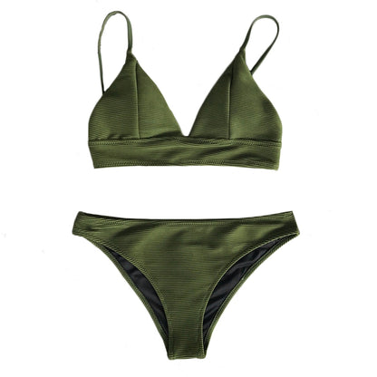 CUPSHE Army Green Solid Bikini Set Women Triangle Sexy Two Pieces Swimwear 2022 New Girl Plain Beach Bathing Suit Swimsuits