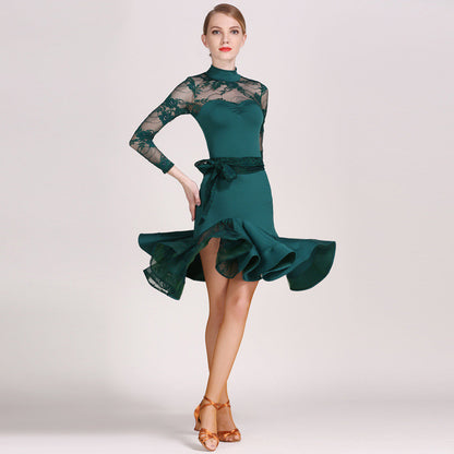 Adult Latin Dance Clothes Practice Suit New Lace Latin Dance Skirt Women
