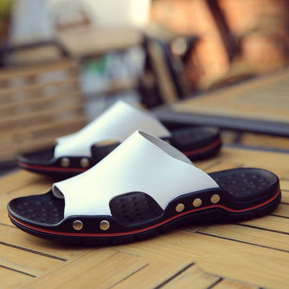 Genuine Cow Leather Slippers Couple Outdoor Non-slip Men Women Home Fashion Casual Single Shoes PVC Soft Soles Spring Summer