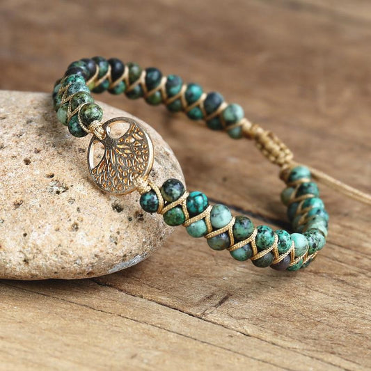 Handmade Bracelet Tree of Life Charm Bracelets African Japser String Braided Bracelets Yoga Friendship Lover Bracelet