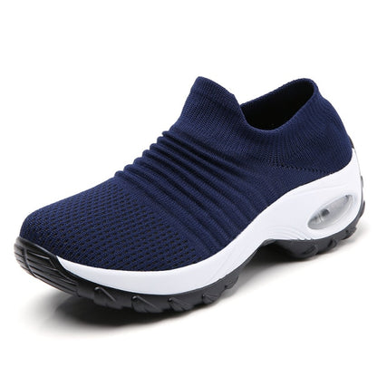 Women Tennis Shoes Air Cushion 5CM Height Increase Sports Sneakers Breathable Female Walking Sock Shoes Thick Bottom Platforms
