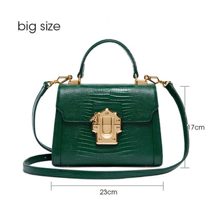 LA FESTIN Designer Serpentine Lock Handbag Split Leather New Fashion Women Shoulder Bag Luxury Famous Brand Bolsa Crossbody