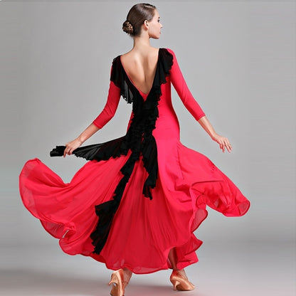 Big A Hemline BackLess Design Standard Ballroom Dress Modern Dance Costumes Tango Dress Dance Wear Waltz