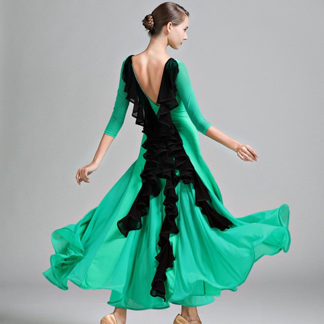 Big A Hemline BackLess Design Standard Ballroom Dress Modern Dance Costumes Tango Dress Dance Wear Waltz