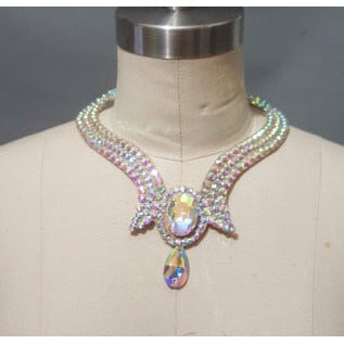 Belly Dance Necklace Rhinestone Chain Female High-End Diamond-Studded Competition Performance Accessories